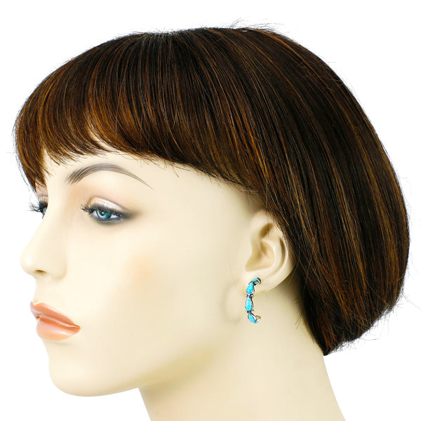 Turquoise Hoop Earrings Sterling Silver E1098-LG-C75