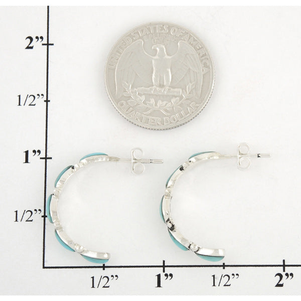 Spiny Turquoise Hoop Earrings Sterling Silver E1098-LG-C89