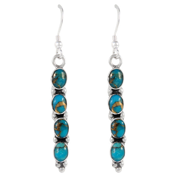 Sterling Silver Earrings Matrix Turquoise E1174-C84