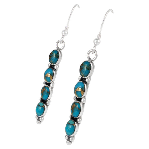Sterling Silver Earrings Matrix Turquoise E1174-C84