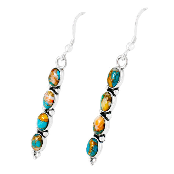 Sterling Silver Earrings Spiny Turquoise E1174-C89