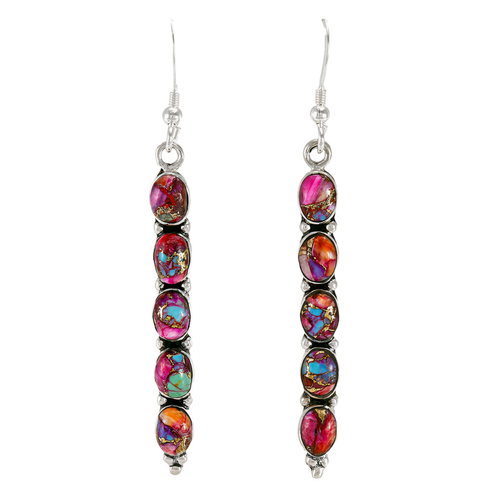 Rainbow Spiny Turquoise Earrings Sterling Silver E1174-C91