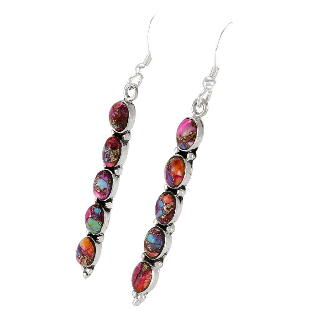 Rainbow Spiny Turquoise Earrings Sterling Silver E1174-C91