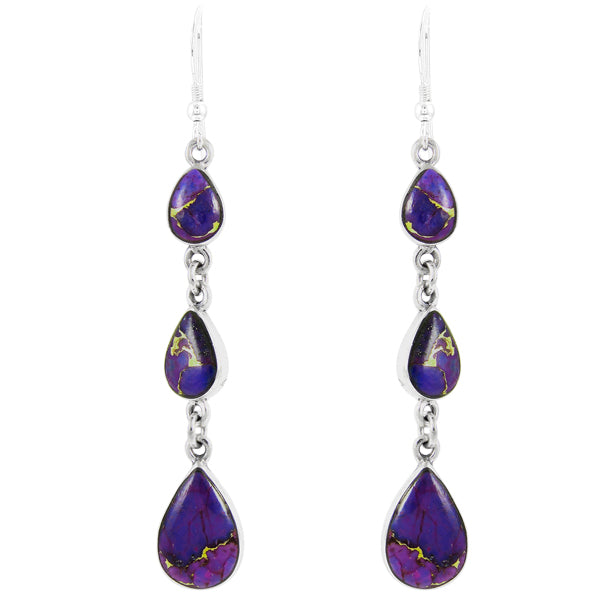 Sterling Silver Chandelier Earrings Purple Turquoise E1241-C77