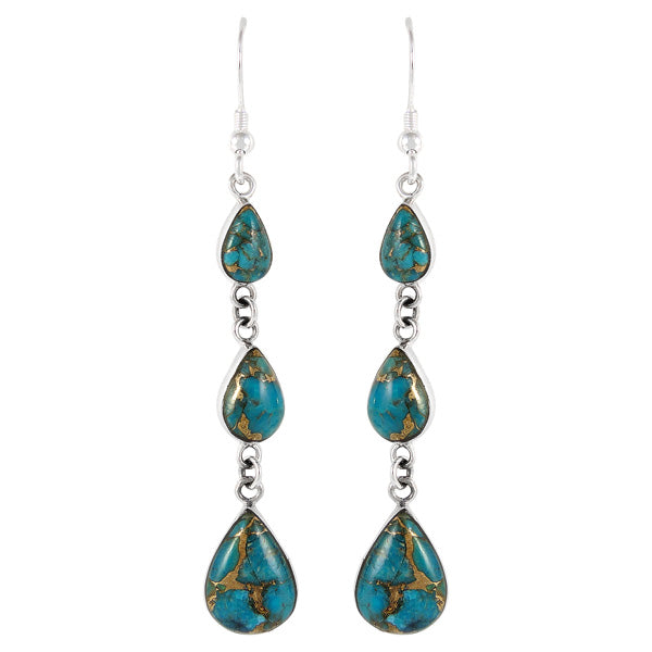 Sterling Silver Chandelier Earrings Matrix Turquoise E1241-C84