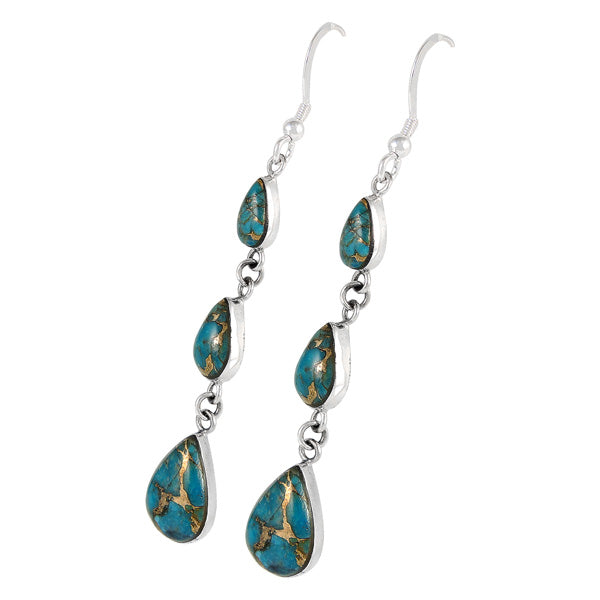 Sterling Silver Chandelier Earrings Matrix Turquoise E1241-C84