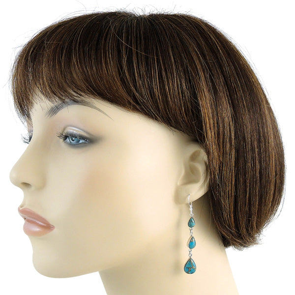 Sterling Silver Chandelier Earrings Matrix Turquoise E1241-C84