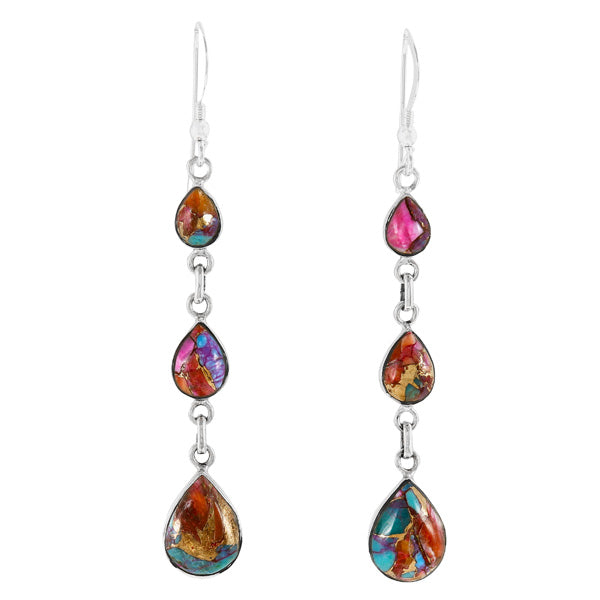 Rainbow Spiny Turquoise Earrings Sterling Silver E1241-C91