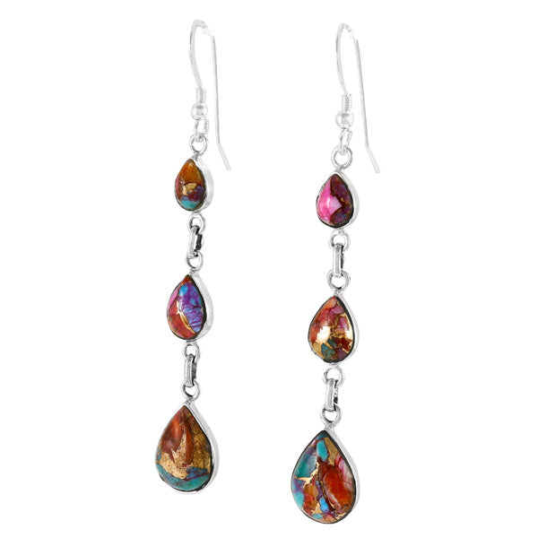 Rainbow Spiny Turquoise Earrings Sterling Silver E1241-C91