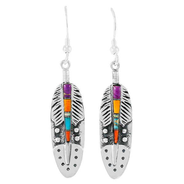 Multicolor Feather Earrings Sterling Silver E1244-C00