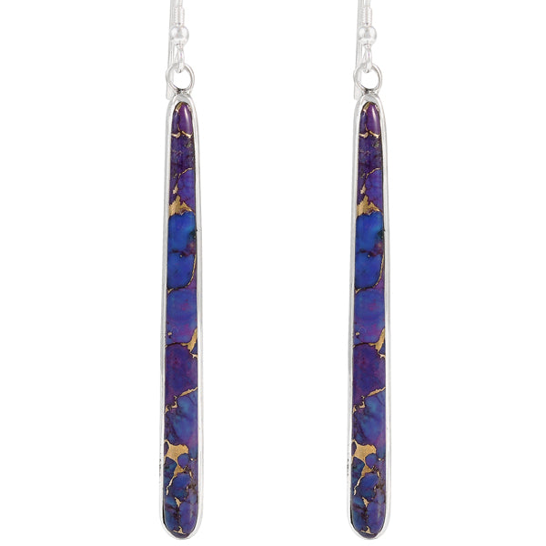Sterling Silver Drop Earrings Purple Turquoise E1250W-C77