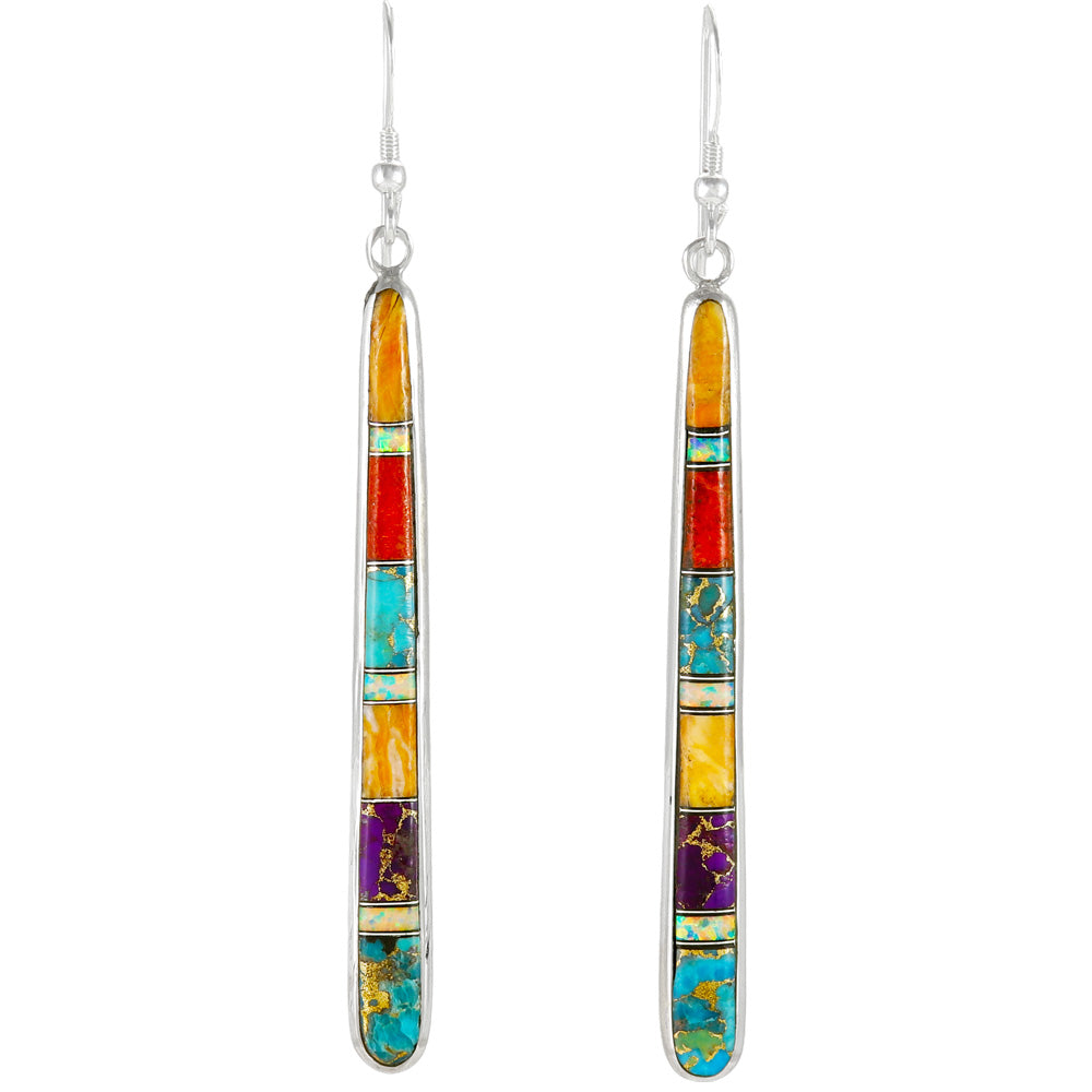 Multicolor Drop Earrings Sterling Silver E1250W-C00