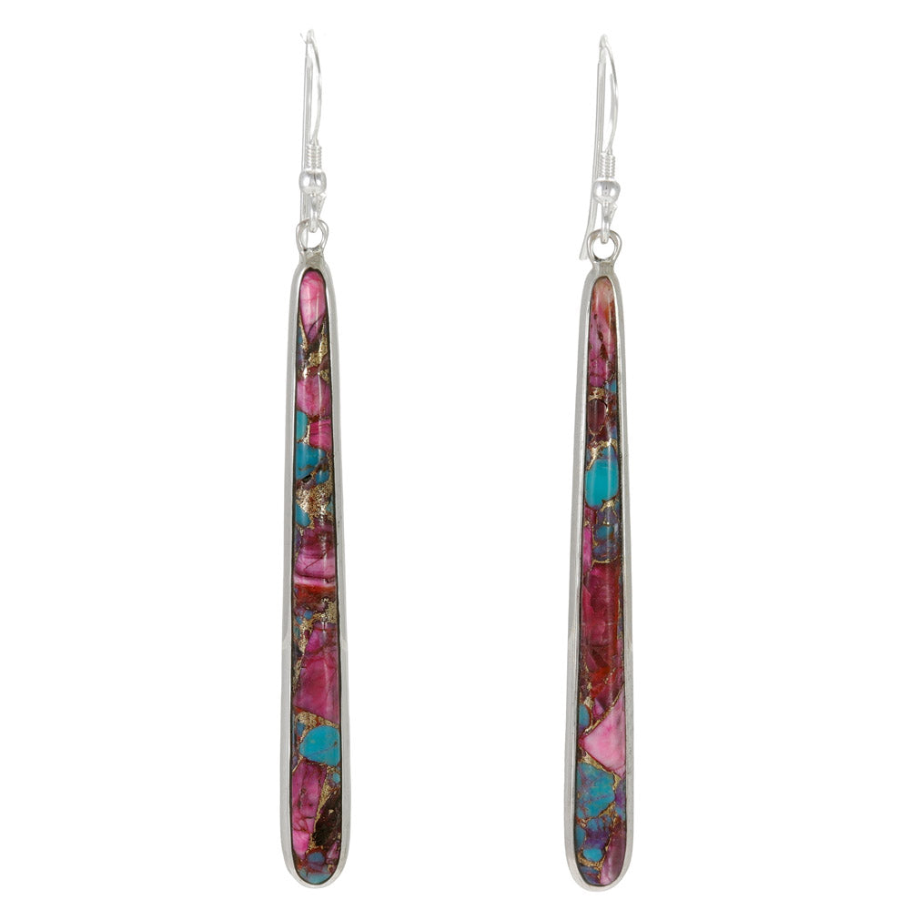 Rainbow Spiny Turquoise Earrings Sterling Silver E1250W-C91