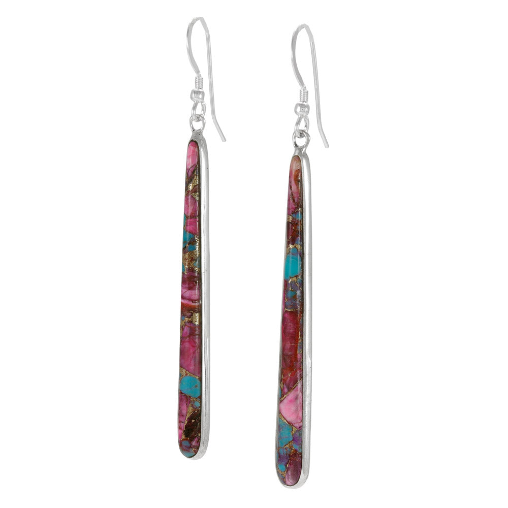 Rainbow Spiny Turquoise Earrings Sterling Silver E1250W-C91