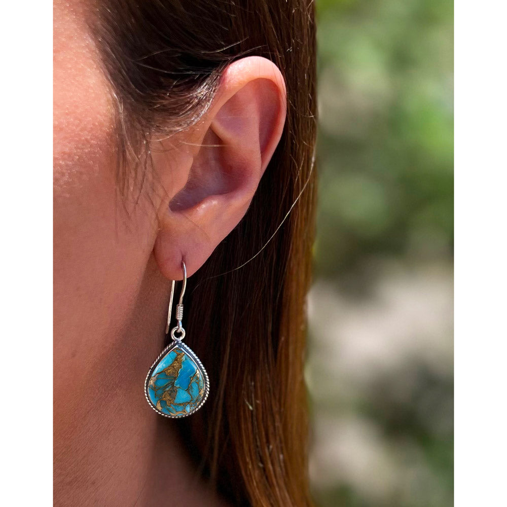 Matrix Turquoise Earrings Sterling Silver E1269-C84