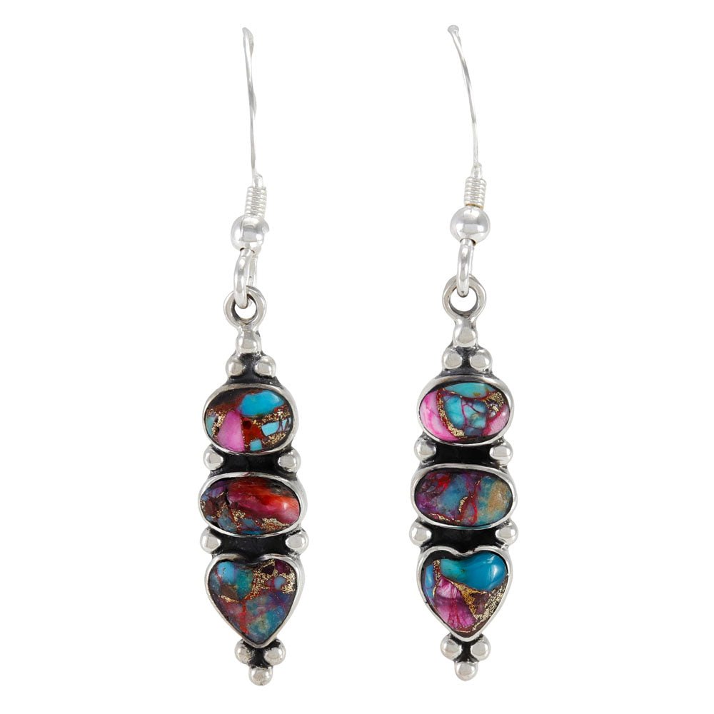 Rainbow Spiny Turquoise Earrings Sterling Silver E1278-C91