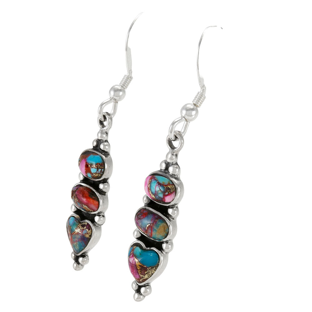 Rainbow Spiny Turquoise Earrings Sterling Silver E1278-C91