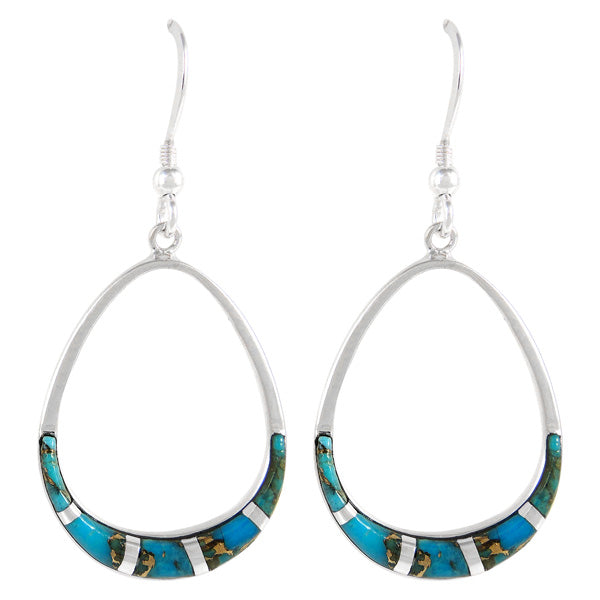 Sterling Silver Earrings Matrix Turquoise E1291-C84