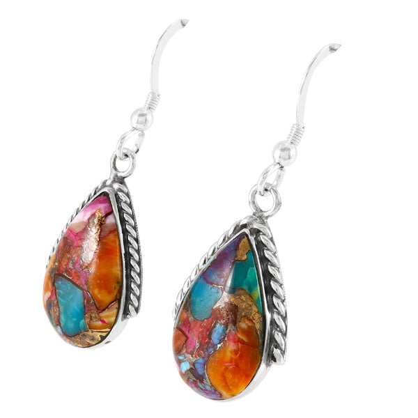 Rainbow Spiny Turquoise Earrings Sterling Silver E1298-C91