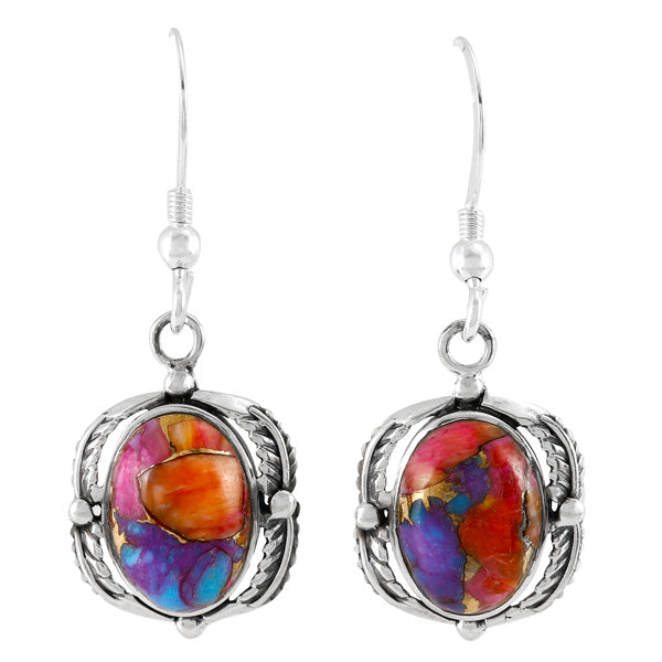 Rainbow Spiny Turquoise Earrings Sterling Silver E1311-C91