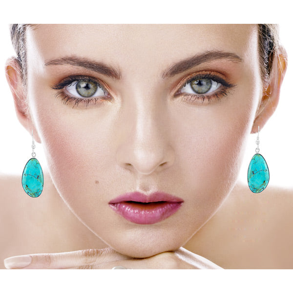Turquoise Earrings Sterling E1358-LG-C75