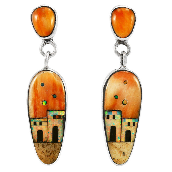 Ancient Village Multicolor Earrings Sterling Silver E1376-C44