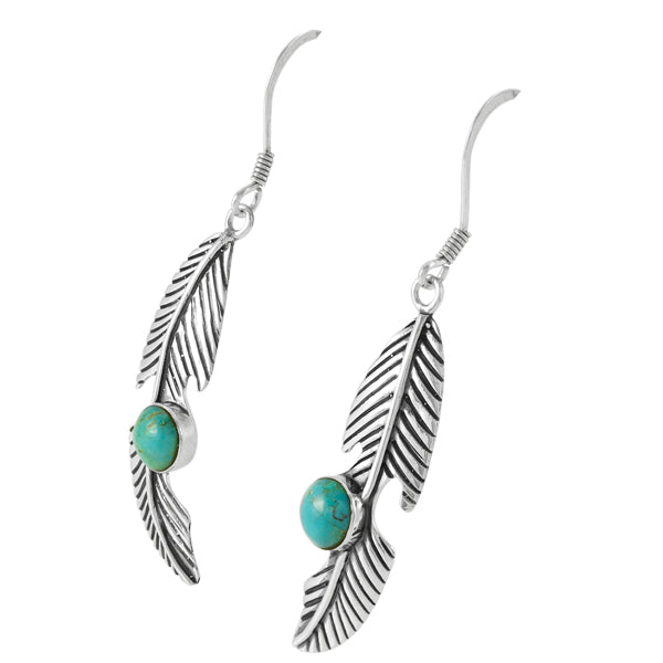 Feathers Turquoise Earrings Sterling Silver E1405-C75