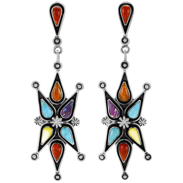 Multicolor Earrings Sterling Silver E1437-LG-C71 (Larger version)