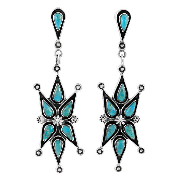 Turquoise Earrings Sterling Silver E1437-LG-C75 (Larger version)