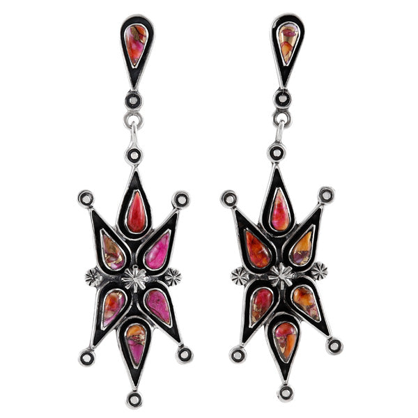 Plum Spiny Earrings Sterling Silver E1437-LG-C92 (Larger version)
