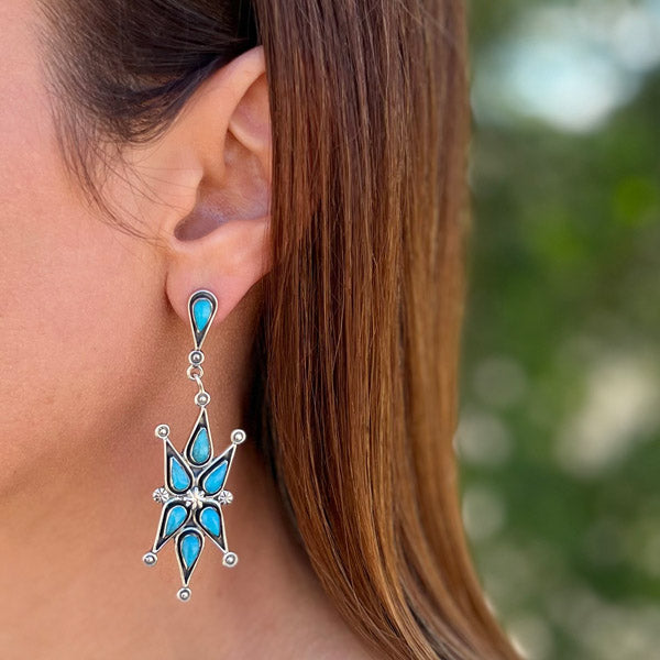Turquoise Earrings Sterling Silver E1437-LG-C75 (Larger version)