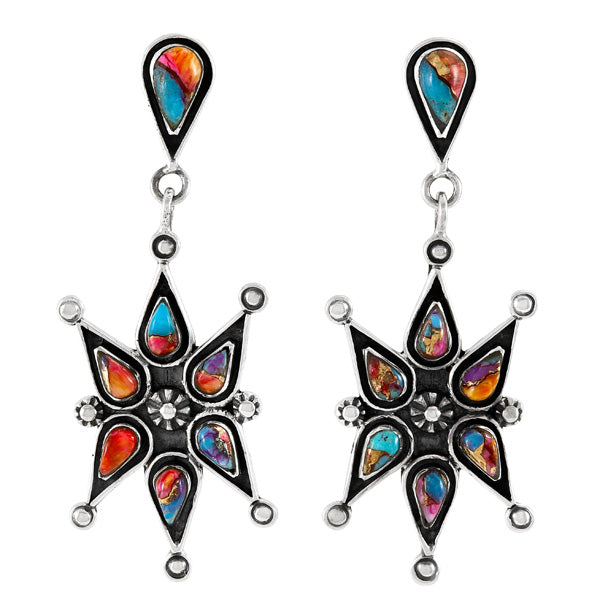 Rainbow Spiny Turquoise Earrings Sterling Silver E1437-SM-C91