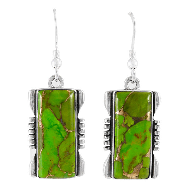 Green Turquoise Earrings Sterling Silver E1446-C76