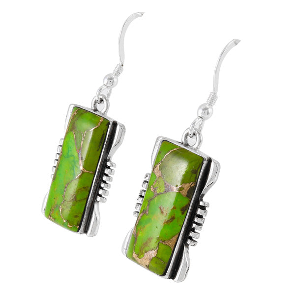 Green Turquoise Earrings Sterling Silver E1446-C76