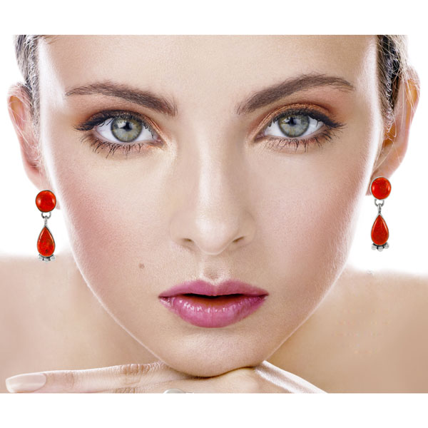 Coral Earrings Sterling Silver E1451-C74