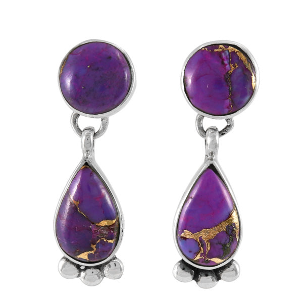 Purple Turquoise Drop Earrings Sterling Silver E1451-C77