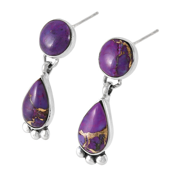 Purple Turquoise Drop Earrings Sterling Silver E1451-C77