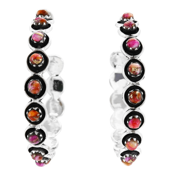 Large Plum Spiny Hoop Earrings Sterling Silver E1452-C92