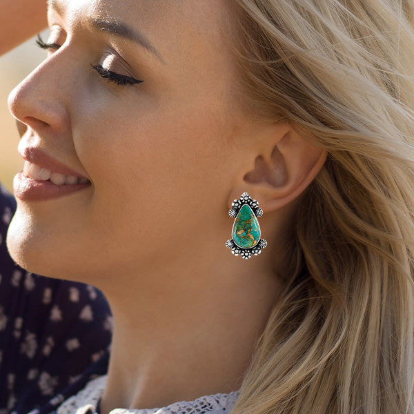 Matrix Turquoise Drop Earrings Sterling Silver E1454-C84