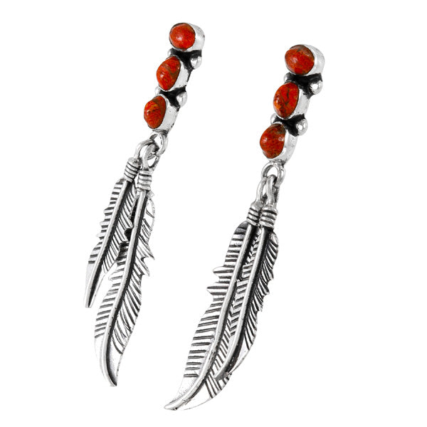 Coral Feather Earrings Sterling Silver E1458-SM-C74
