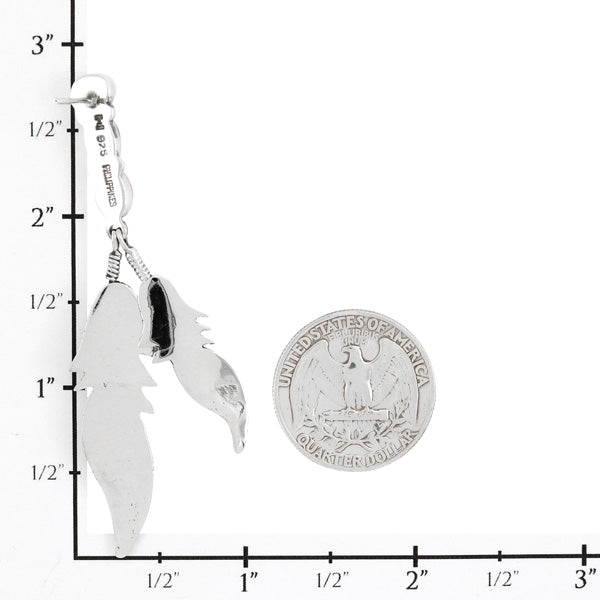 Coral Feather Earrings Sterling Silver E1458-LG-C74 (Larger version)