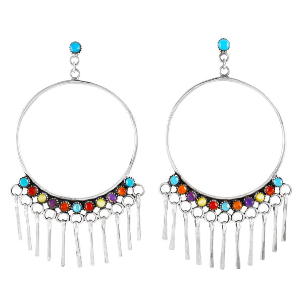 Multicolor Feather Earrings E1462-LG-C71 (Larger Style)