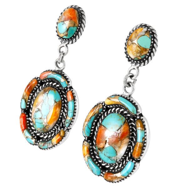 Spiny Turquoise Earrings Sterling Silver E1468-LG-C89