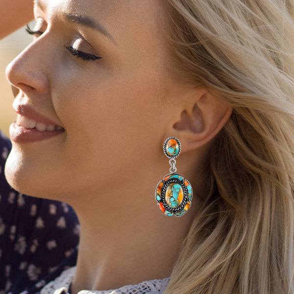 Spiny Turquoise Earrings Sterling Silver E1468-LG-C89