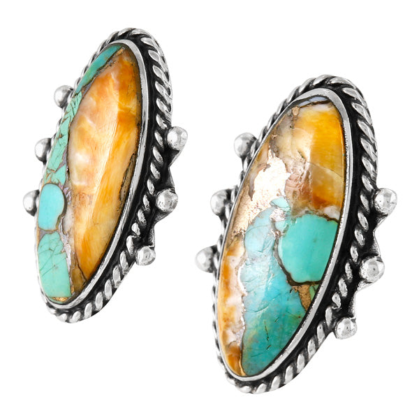 Spiny Turquoise Earrings Sterling Silver E1469-C89
