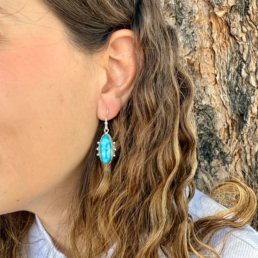 Turquoise Earrings Sterling Silver E1469W-C75