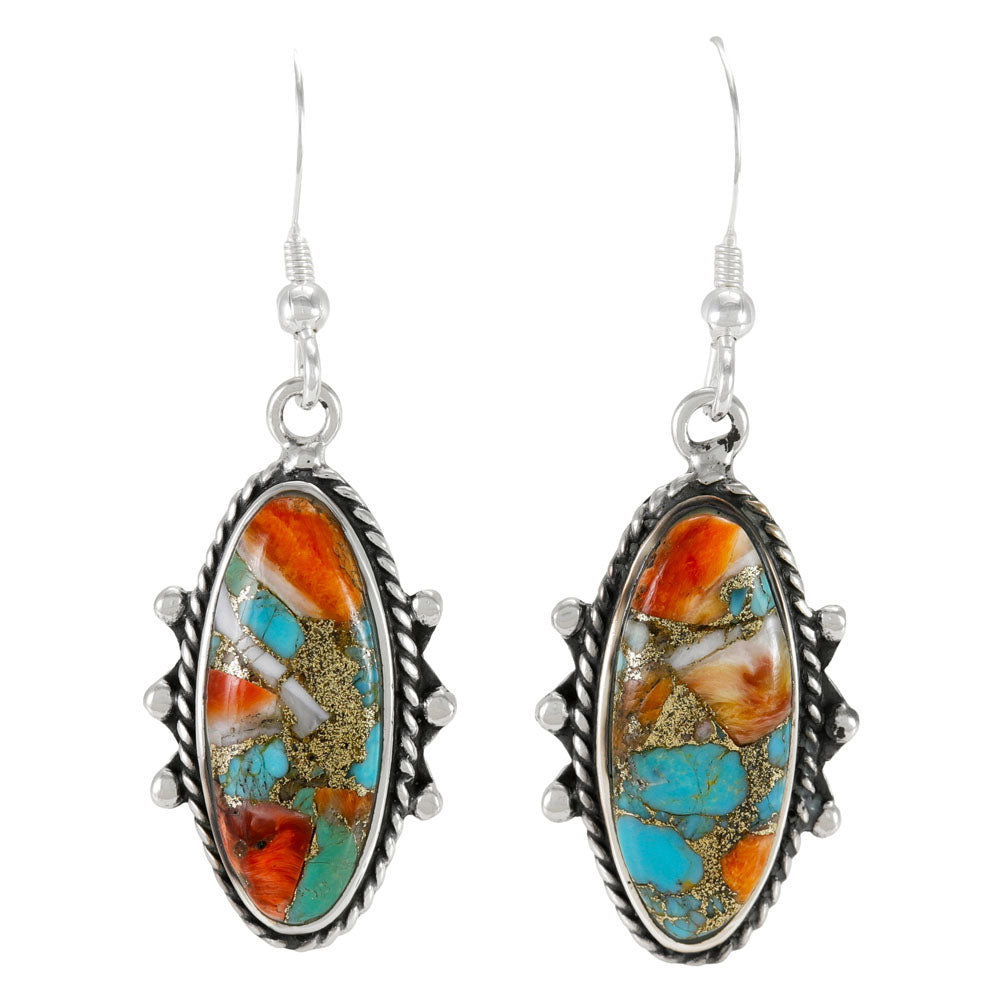 Spiny Turquoise Earrings Sterling Silver E1469W-C89
