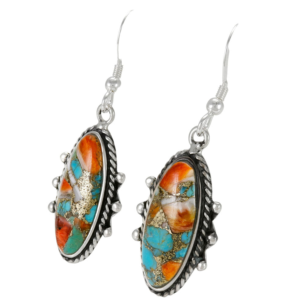 Spiny Turquoise Earrings Sterling Silver E1469W-C89