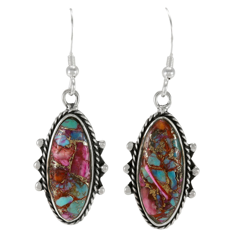 Rainbow Spiny Turquoise Earrings Sterling Silver E1469W-C91
