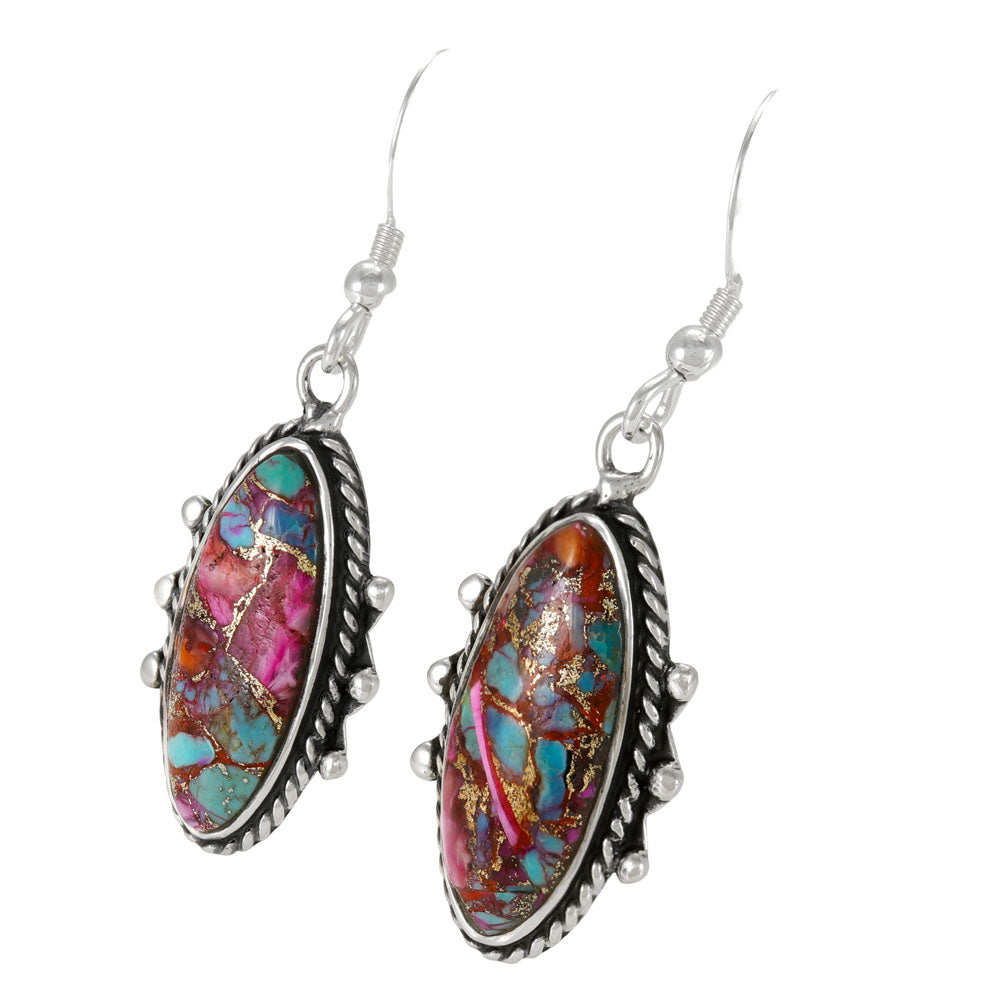 Rainbow Spiny Turquoise Earrings Sterling Silver E1469W-C91